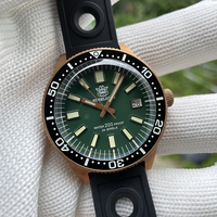 STEELDIVE Men Diver Watch Cusn8 Bronze Automatic Watch 20ATM Waterproof Mechanical Wristwatch C3 Green Luminous Sapphire NH35