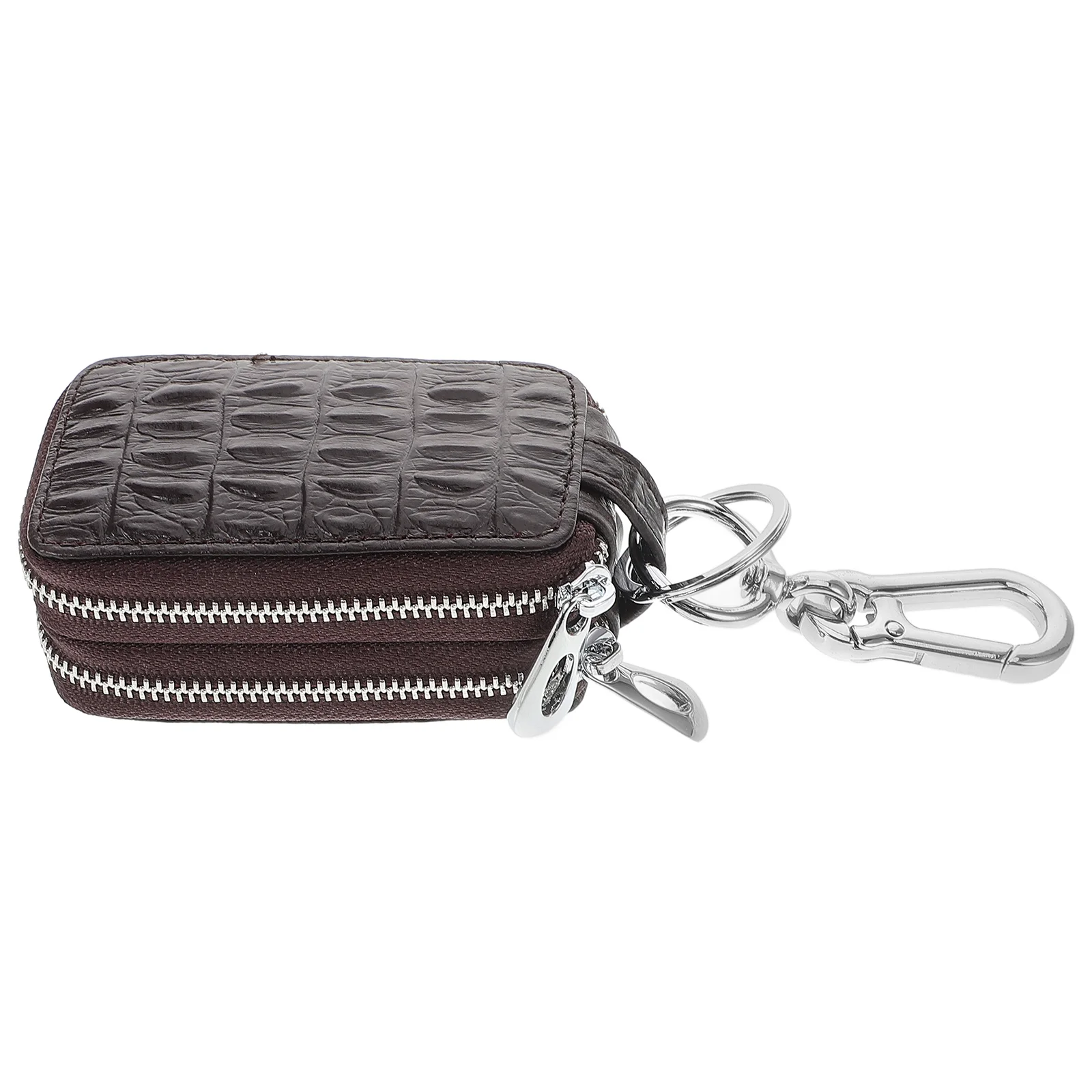 

Texture Key Bag with Clear Window Secure Zipper Closure Portable Key Organizer Case for Car Keys and Small Essentials