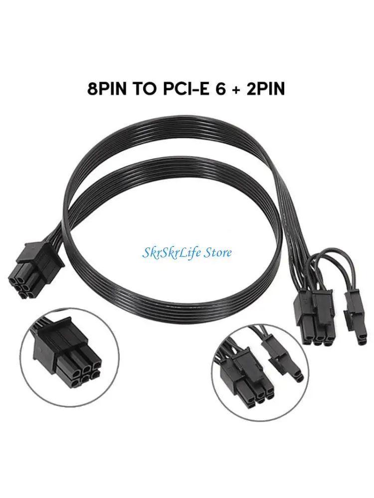 

E65E GPU Card 6PIN Male to 6+2Pin Male 6Pins to 8Pins GPU Card Module Cable Flat Wire 18AWG Wire