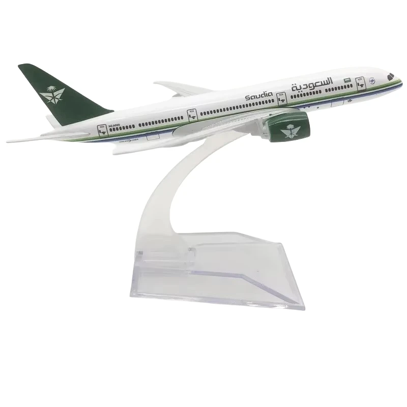 16 cm Arabia Saudita Airlines B787 Airbus Scala 1:400 Boeing 787 Compagnia aerea Pressofuso in lega di metallo Modello di aereo giocattolo con supporto