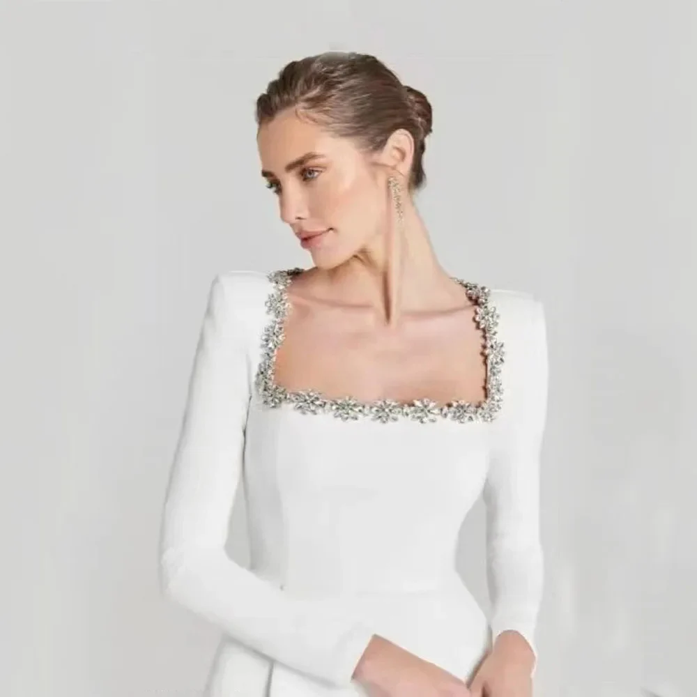 Estate a-line donna abiti da sposa corti qualità maniche lunghe a-line abiti da sposa fidanzamento principessa Vestidos De Novias 2024