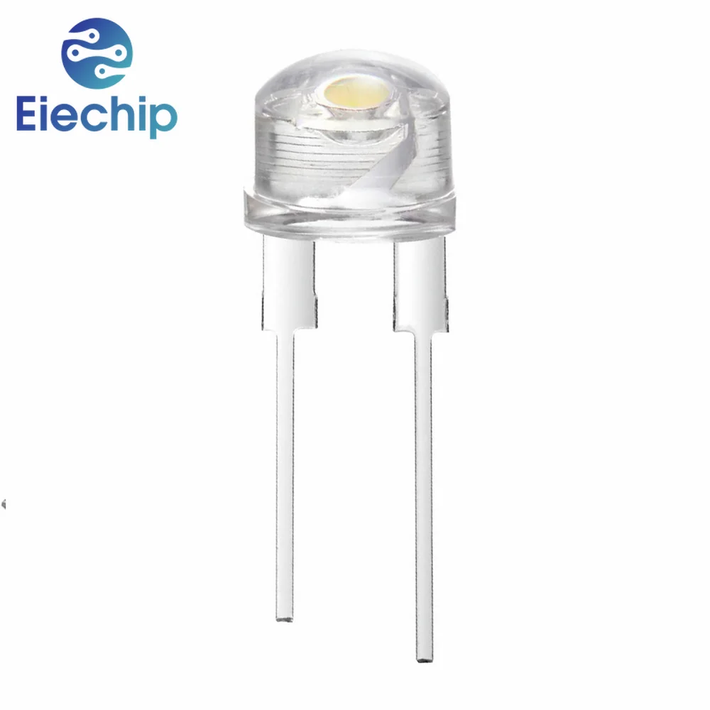 10PCS 8mm LED Diode Straw Hat Clear Ultra Bright F8 0.75W/0.5W/0.3W Light White Emitting Diodes Lamps Electronics Components