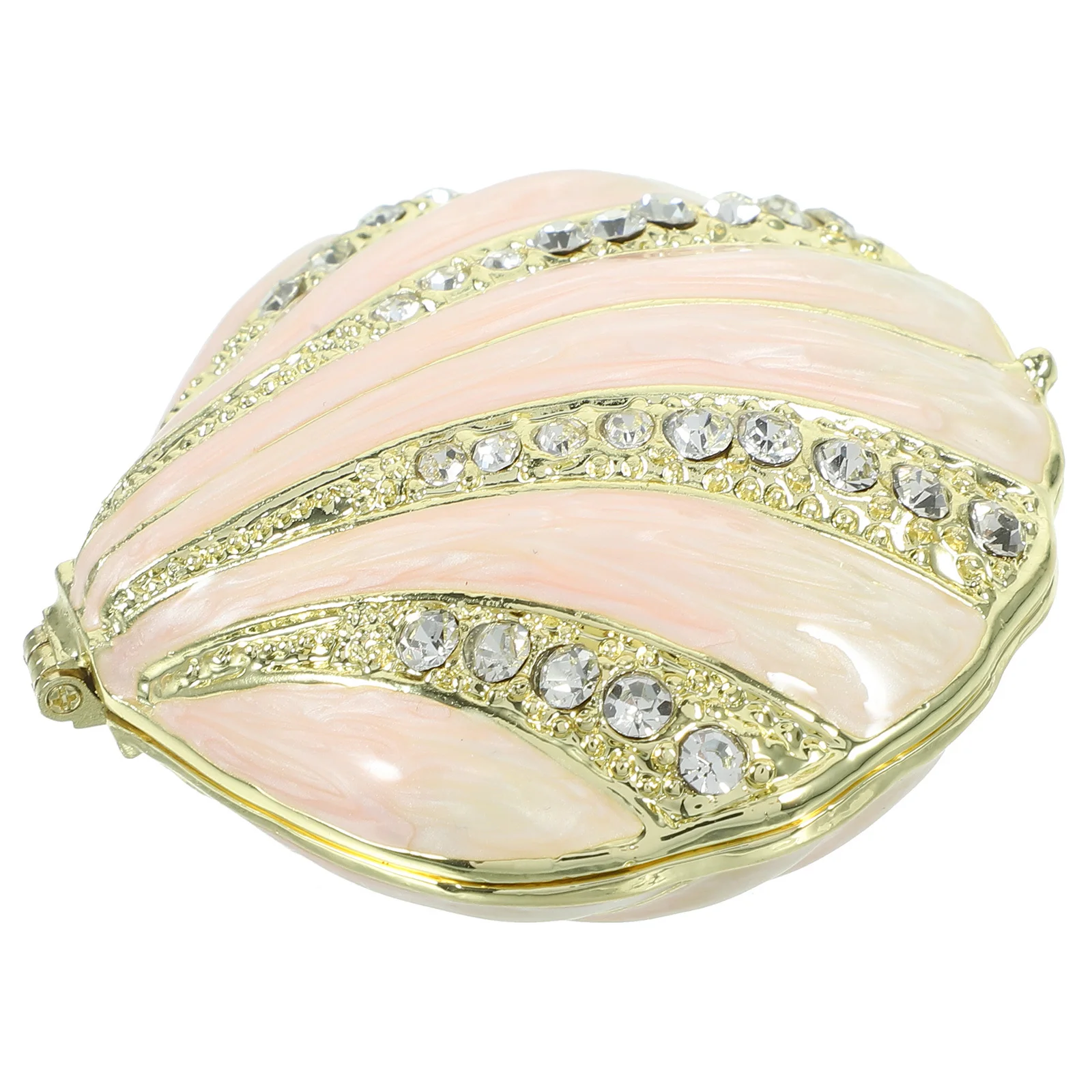 

Shell Jewelry Container Small Alloy Decorative Jewelry Box Rhinestone Trinket Box Gift Packaging Earrings Desktop Ornament