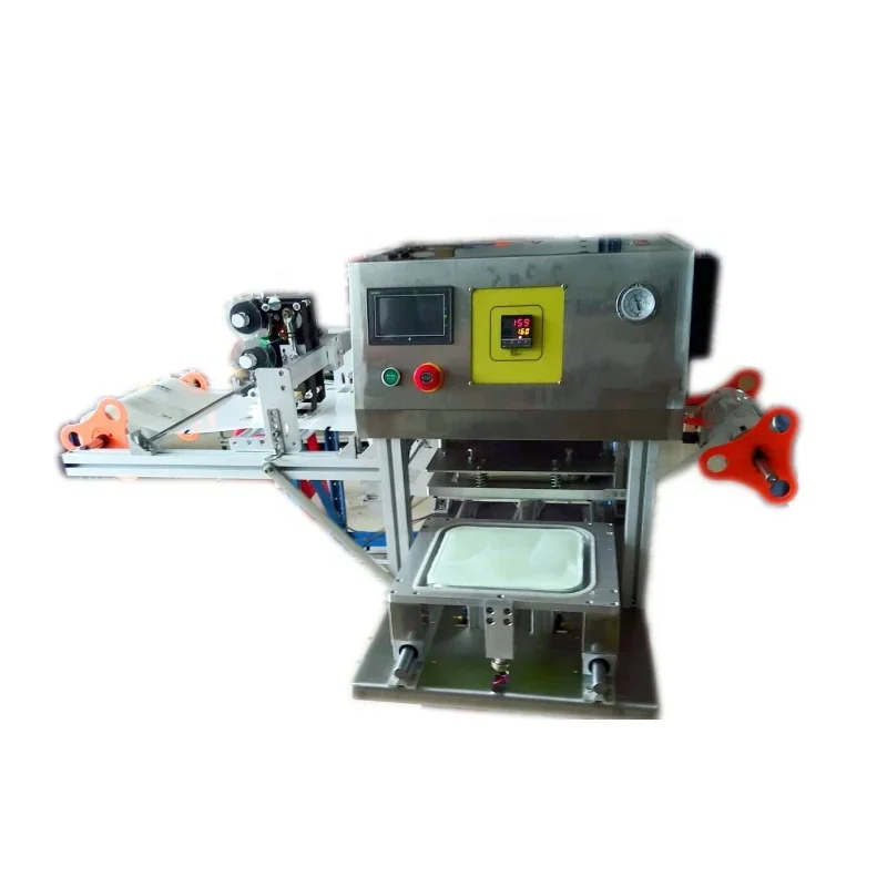 

Food Lunch Tray Box Vacuum Seal Machine Aluminum Lunch Box Sealing Machine Automatic Plastic Tray Sealing Machine