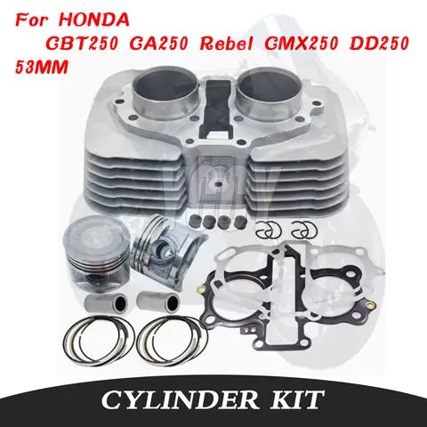 53MM 233CC Impeccable Motorcycle 2 Big Bore Cylinder Kit Piston Set For HONDA CBT250 CA250 Rebel CMX250 DD250 CBT CA CMX DD 250