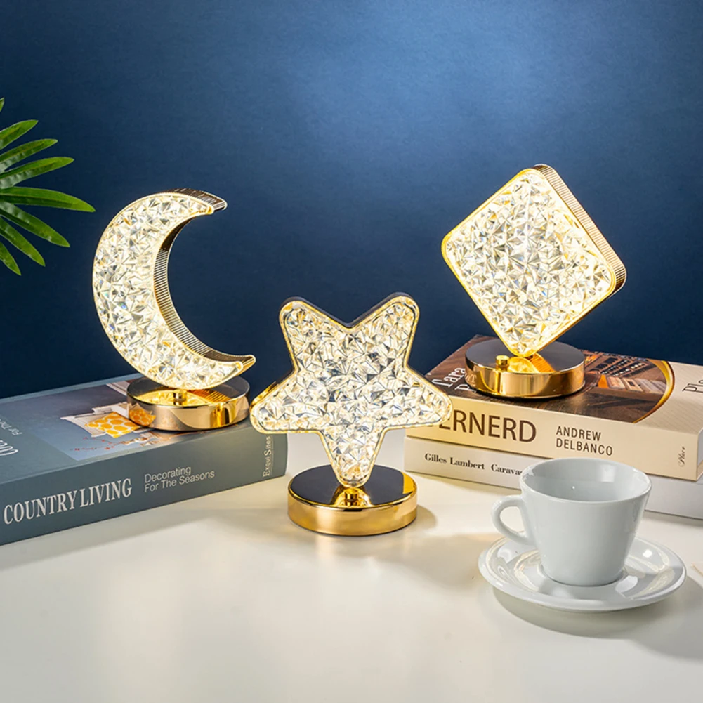 Luz de luna y estrellas con ajuste de brillo, Interruptor táctil de 3 colores, lámpara de mesa para niños y niñas, regalo de cumpleaños