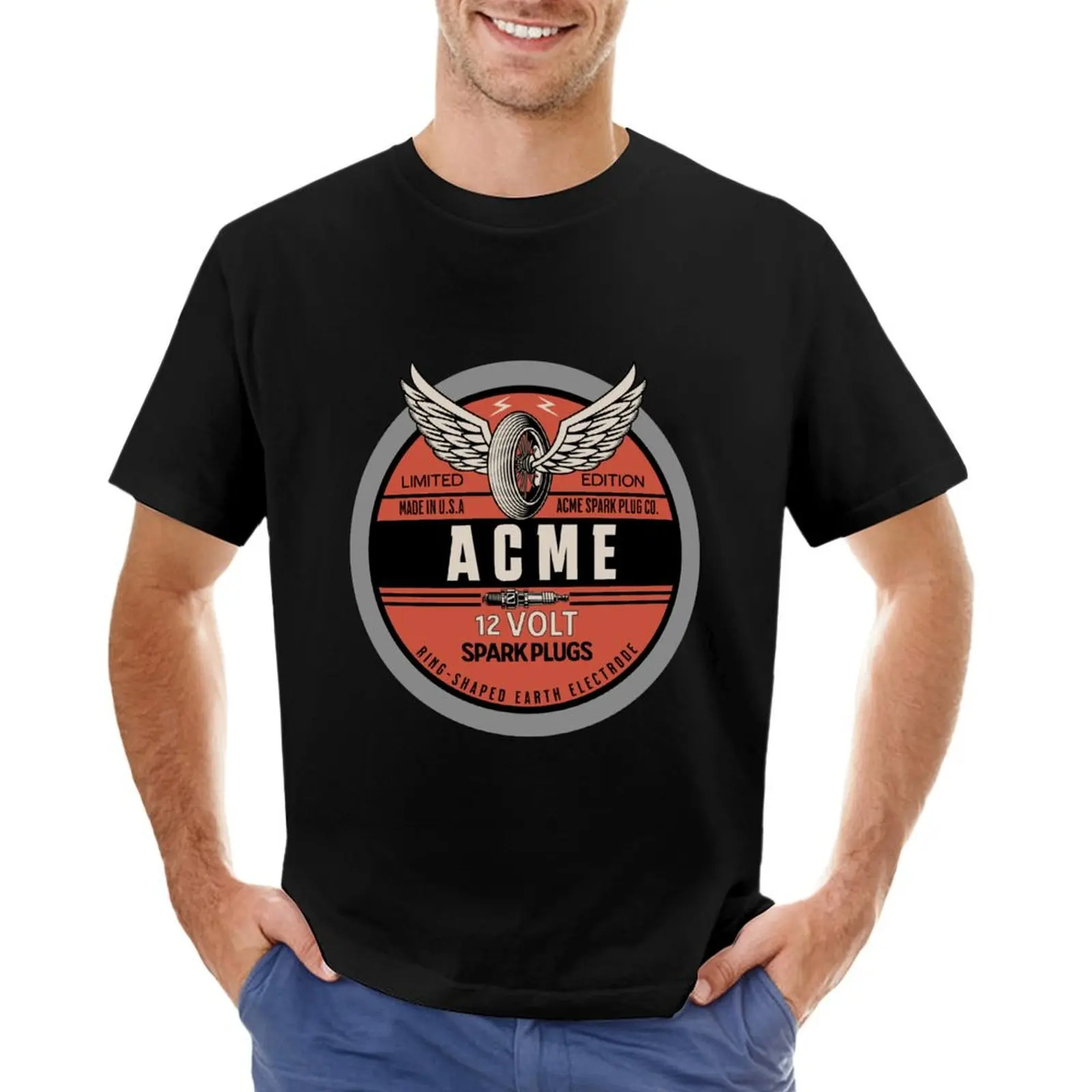 Acme Spark Plugs - Vintage Advertising - Cool Motorcycle Helmet Or Car Bumper Sticker T-Shirt Blouse mens graphic t-shirts funny