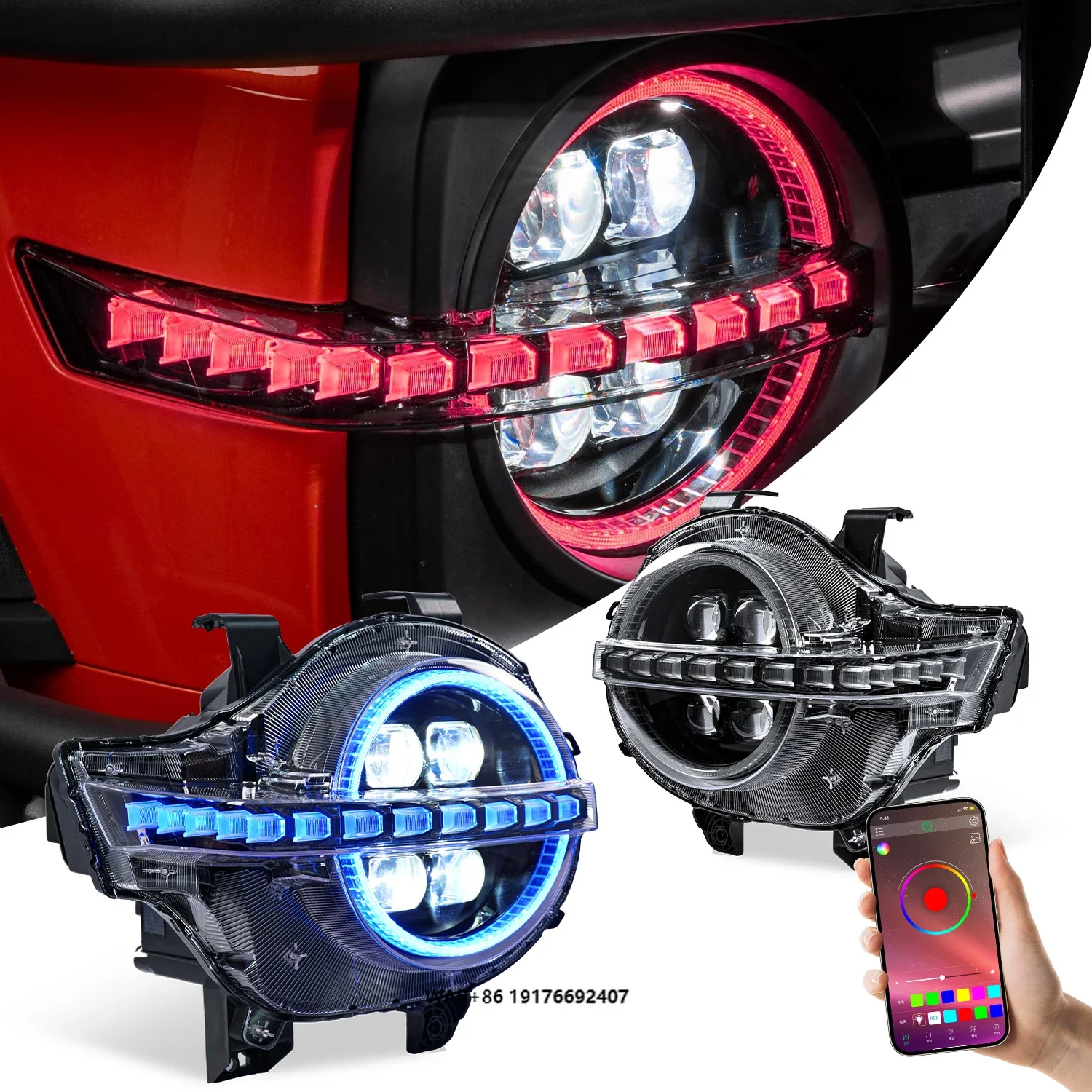 Archaic RGB Headlamp for Tank 300  2019-2025 Headlight with 4 Startup Animation Modes White/Amber DRL Front Lamp Plug and Play