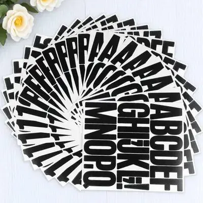 

24 Sheets 3 Inch Vinyl Letter Stickers Black Bold Alphabet Numbers Waterproof Mailbox Decor Peel Stick Car Window Door