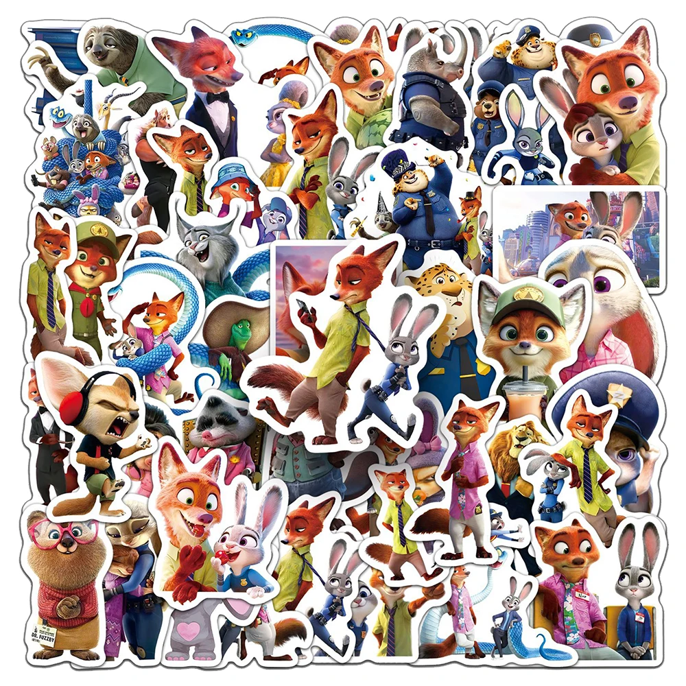 

10/30/50pcs Disney Zootopia 2 Anime Judy Nick Stickers Cute Cartoon Animal Sticker DIY Suitcase Notebook Phone Decals Decoration