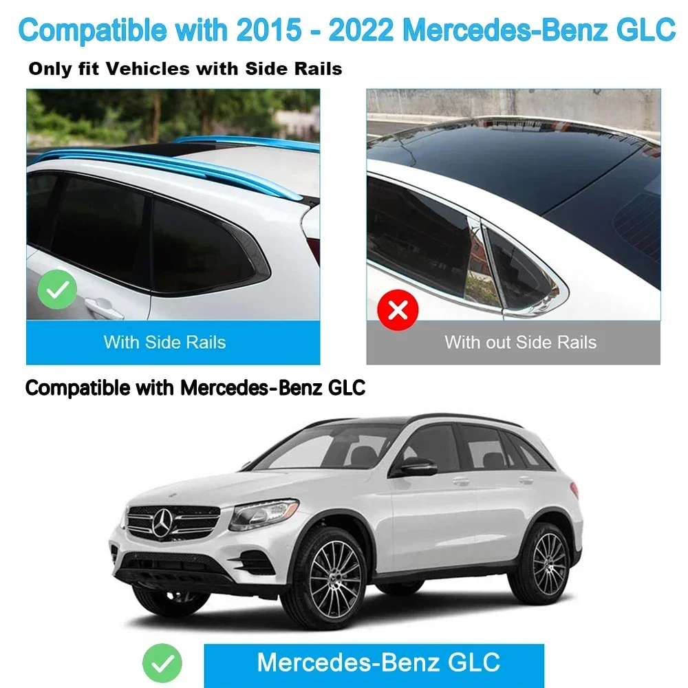 SHITURUI 2Pcs Roof Bars for Mercedes-Benz GLC SUV X253 X254 2015-2020 Aluminum Alloy Side Bars Cross Rails Roof Rack Luggage