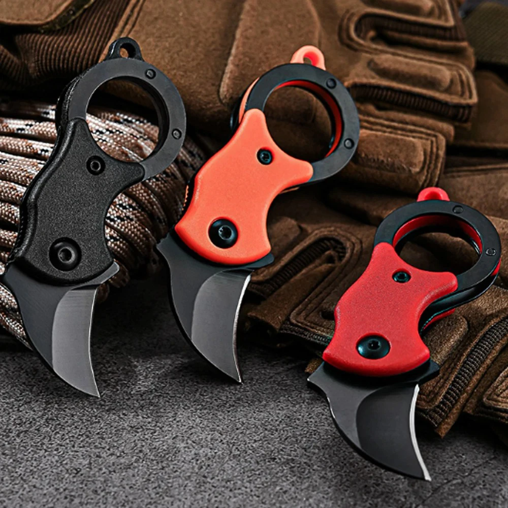 1pc Mini keychain stainless steel camping small handheld knife peeler fixed blade Foldable Knife multiple EDC tools with chain