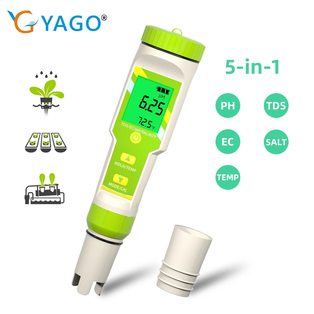 

Multifunctional Hydroponic Ph Tester PH/EC/TDS/Salinity/Temperature Meter Water Quality Tester Specialized for Hydroponics