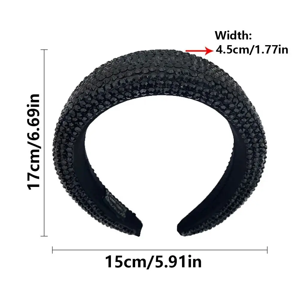 Breite Krempe voller Strass-Stirnband, glänzend gepolstertes Design, Damen-Kopfband, verdickt, handgefertigt, barocker Kopfschmuck, Leistung