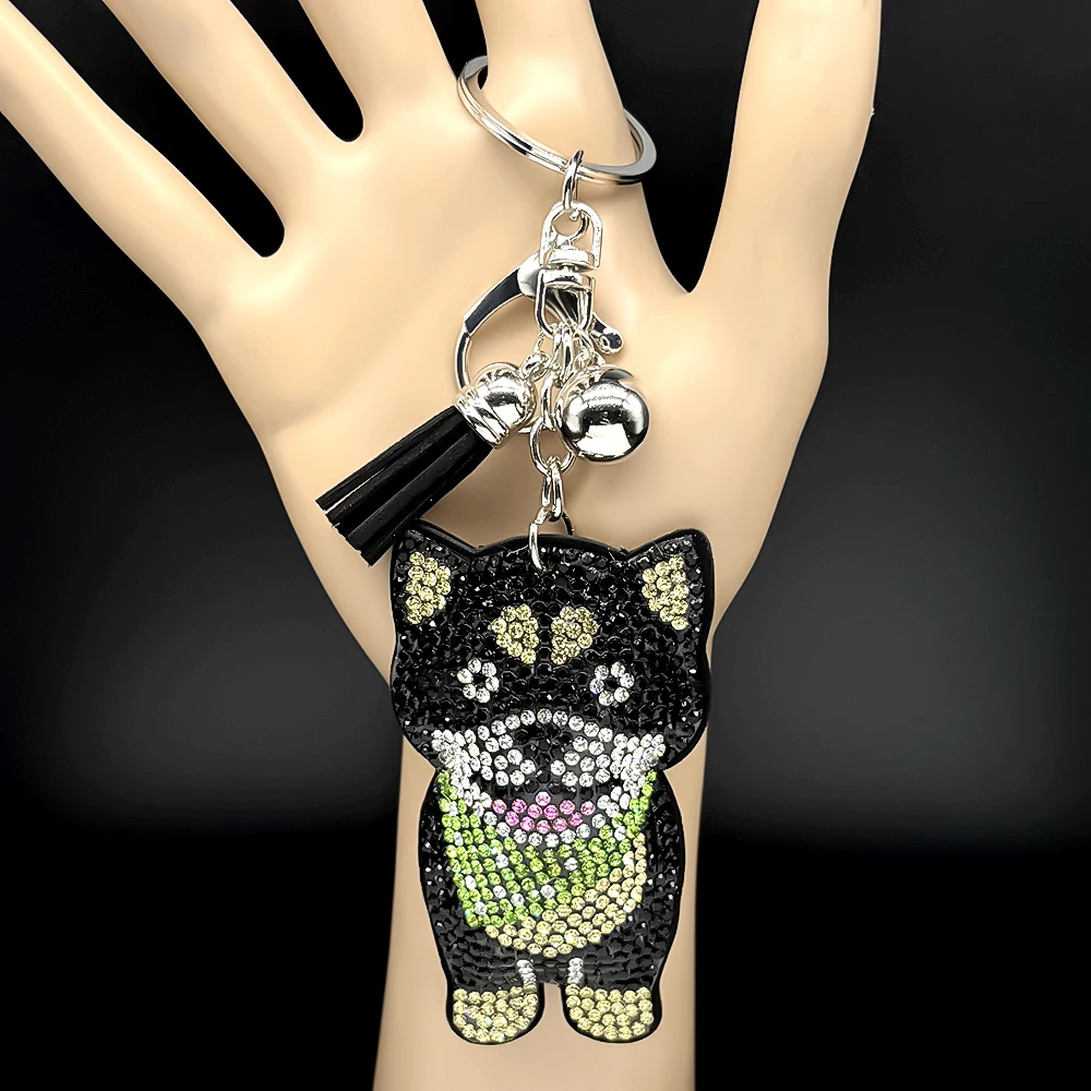 Cartoon Husky Hund Taschenanhänger für Damen und Herren, voller Bling-Bling-Kristalle, Tierliebhaber, lustige Handtaschen- und Rucksack-Deko, Schmuckgeschenke