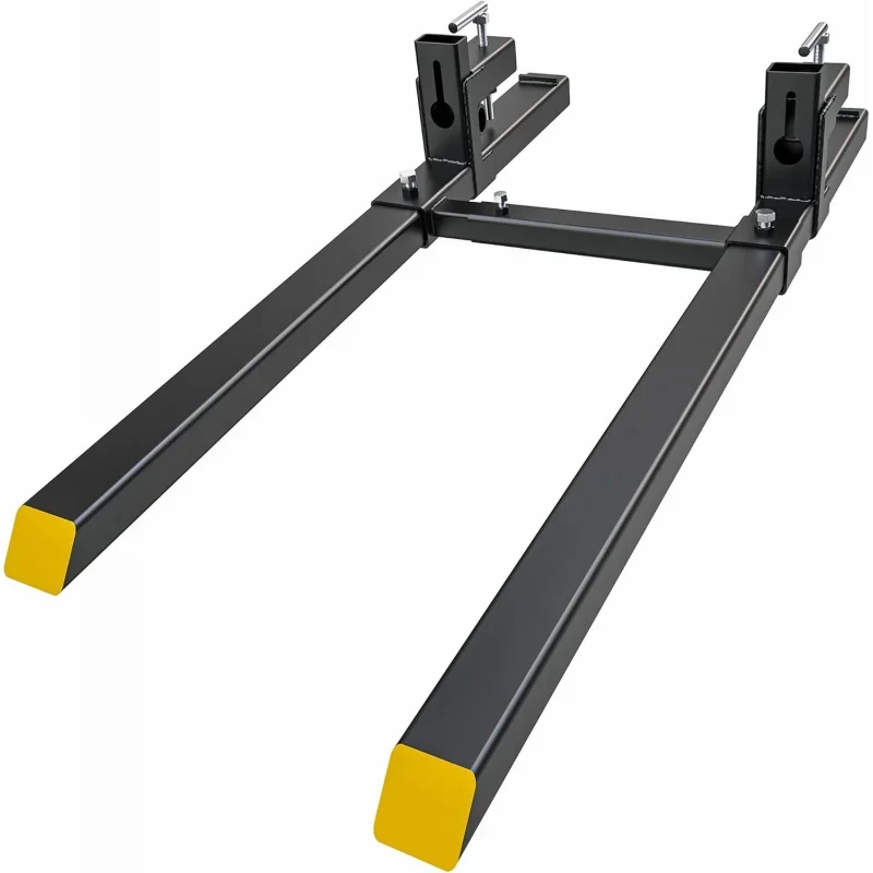 60 2000lbs Clamp on Pallet Forks Heavy Duty Tractor Forks with Adjustable Stabilizer Bar Tractor Bucket Forks Tractor Attac