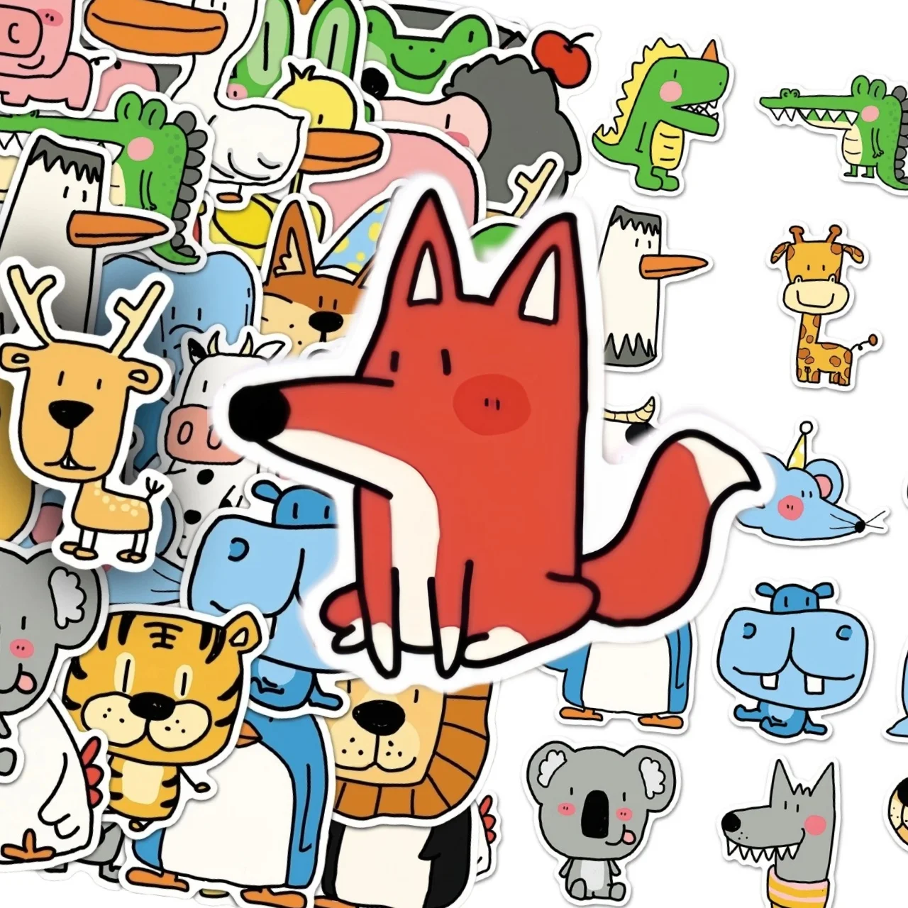 10/50Pcs Simple Doodle Cartoon Zoo Animal Stickers Kawaii Creature Decals DIY Laptop Luggage Journal Scrapbook Kid Decor Sticker