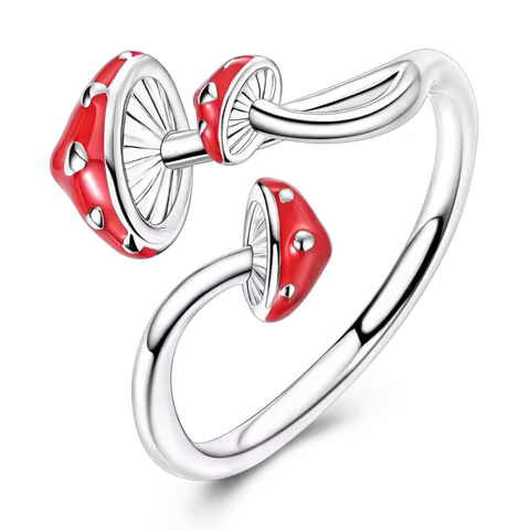Original 925 Silver Ring For Woman Mushroom Open Ring Fashion Party Wedding Jewelry