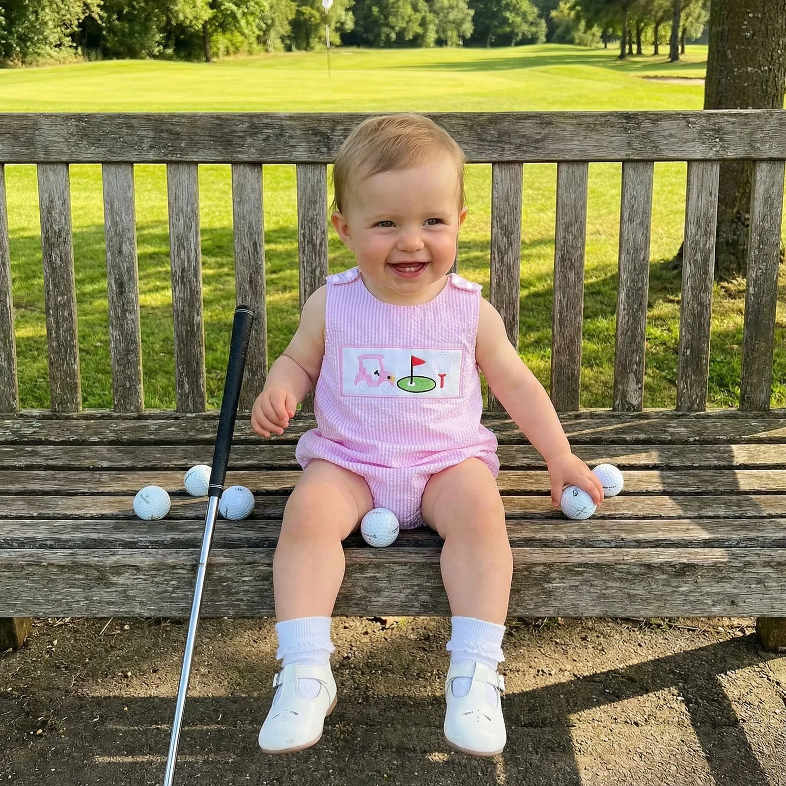 

Детская одежда: Летний комбинезон для девочек в клетку, без рукавов, с вышивкой в виде гольф-кара, комбинезон-майка для малышей и младенцев