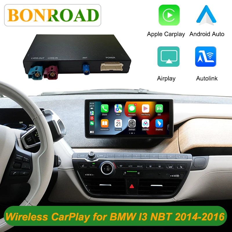 Bonroad Wireless Carplay Android Auto OEM Screen Upgrade Decoder Box For BMW I3 2014-2016 NBT System Airplay Autolink Smart Module Interface Retrofit Kits