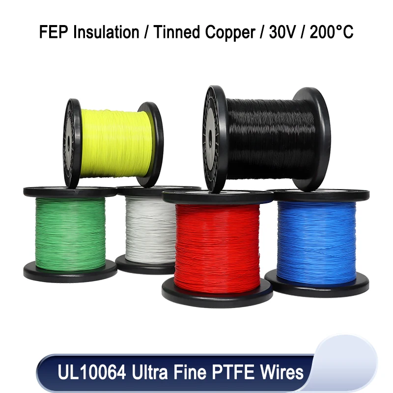 

50~500M PTFE Wire UL10064 40/36/34/32/30/28/26AWG PEP Plastic Solder High Conductivity Fine Micro Litz Line Copper Wires