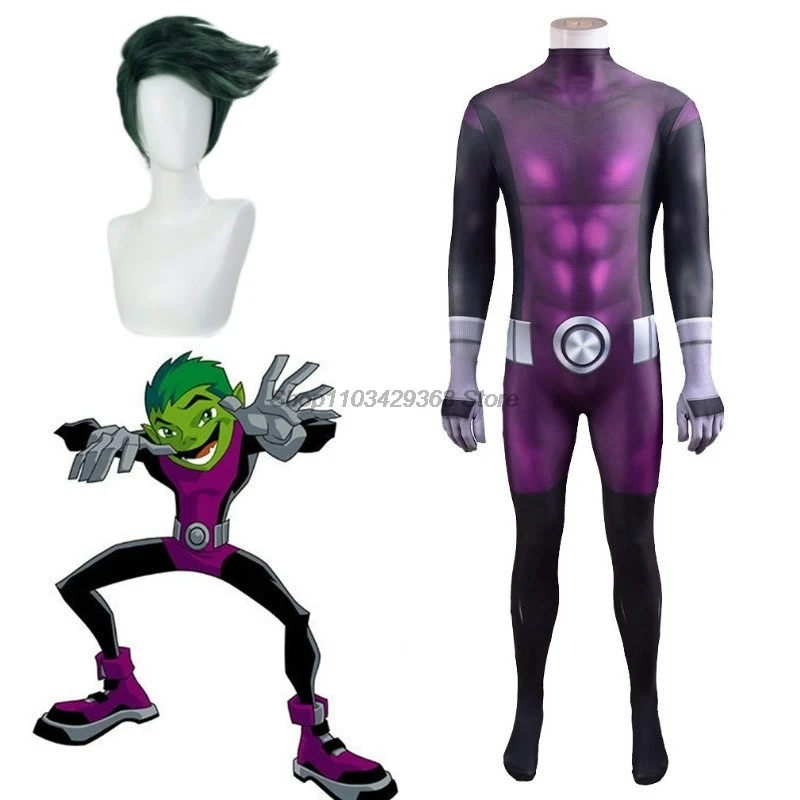 Adults Kids Teen Game Titans Beast Comic Logan Boy Cosplay Jumpsuit Costume Suit Halloween Uniform Wig Roleplay Chico Cos Bestia