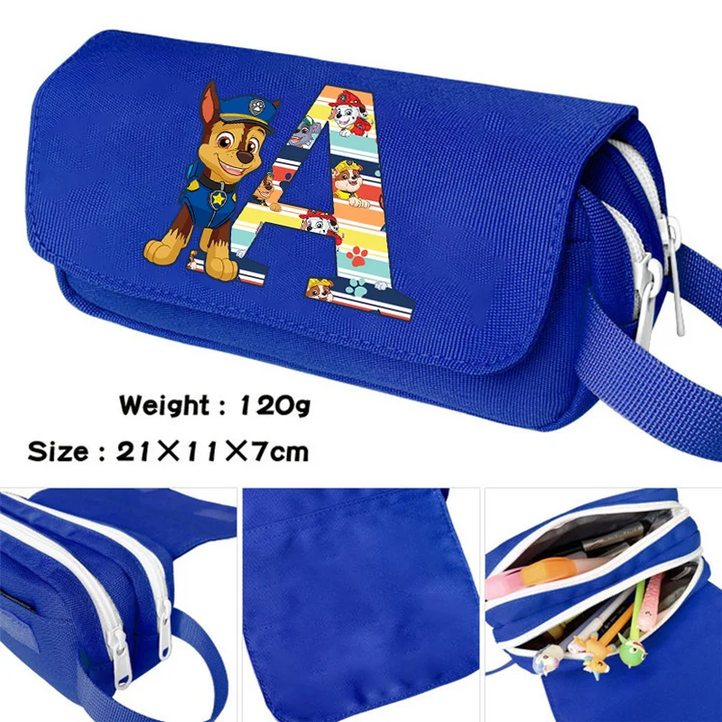 Paw Patrol Large Capacity Double-layer Pencil Case Cartoon Letter A-Z Printed Pen Bag Students Fashion Stationery Storage Box