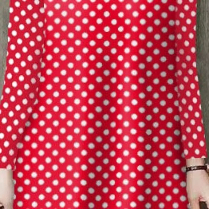 2023 Autumn and Winter Women\'s Pullover Round Neck Patchwork Polka Dot Striped Loose Fashion Casual Elegant Long Sleeve Dress