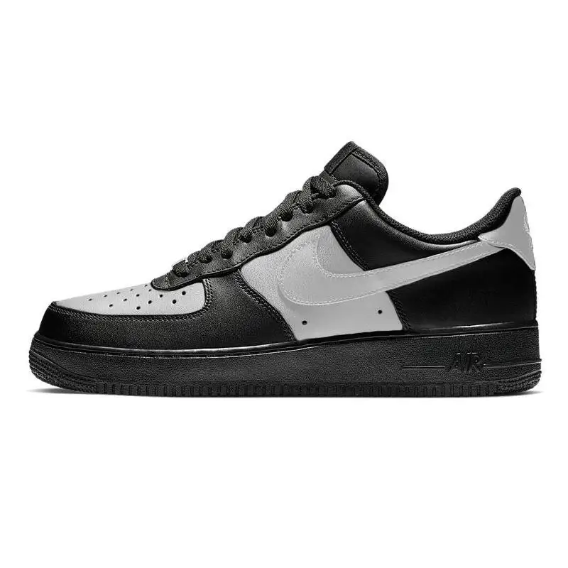

[Custom Dark shadow]Nike Air Force 1 Slip-Resistant Breathable Low-Top Skateboard Shoes Unisex Black Gray