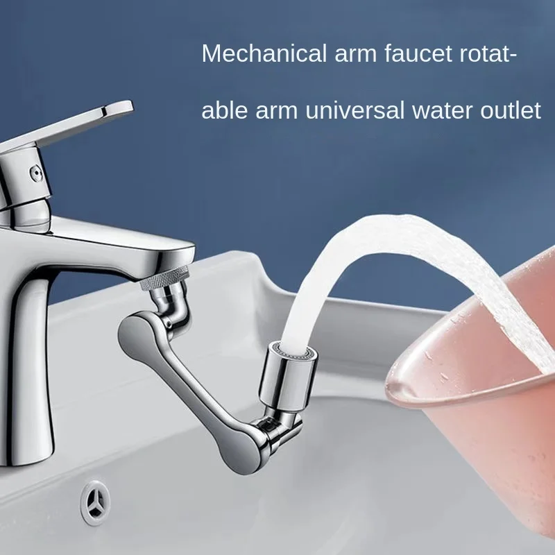 Face wash basin universal robotic arm extension faucet kitchen rotating bathroom extension anti-splash nozzle