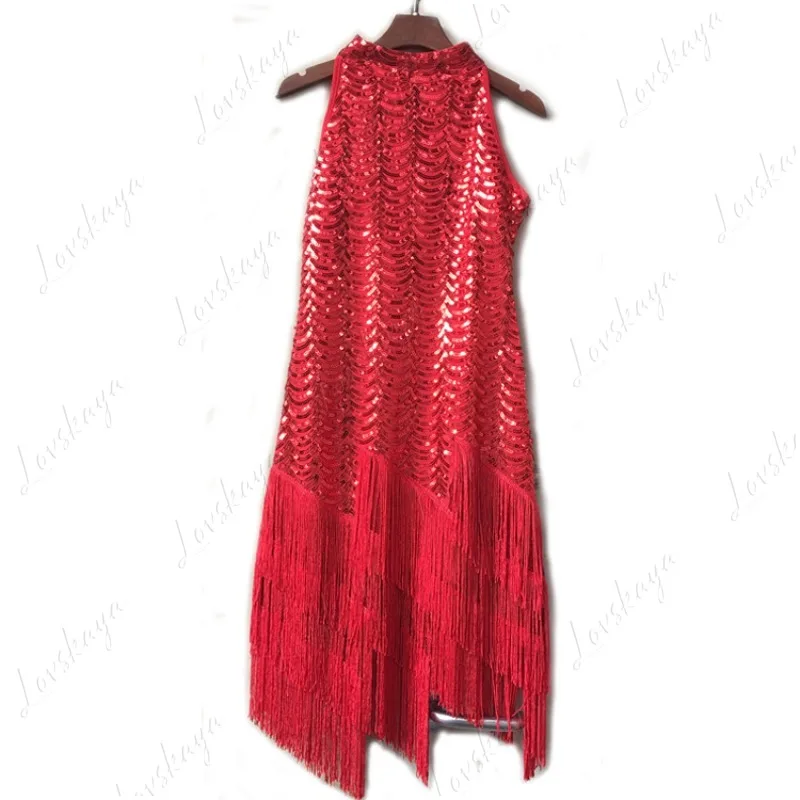 태슬 라틴 댄스 드레스, 무대용 스팽글 공연 의상, 여름 신상