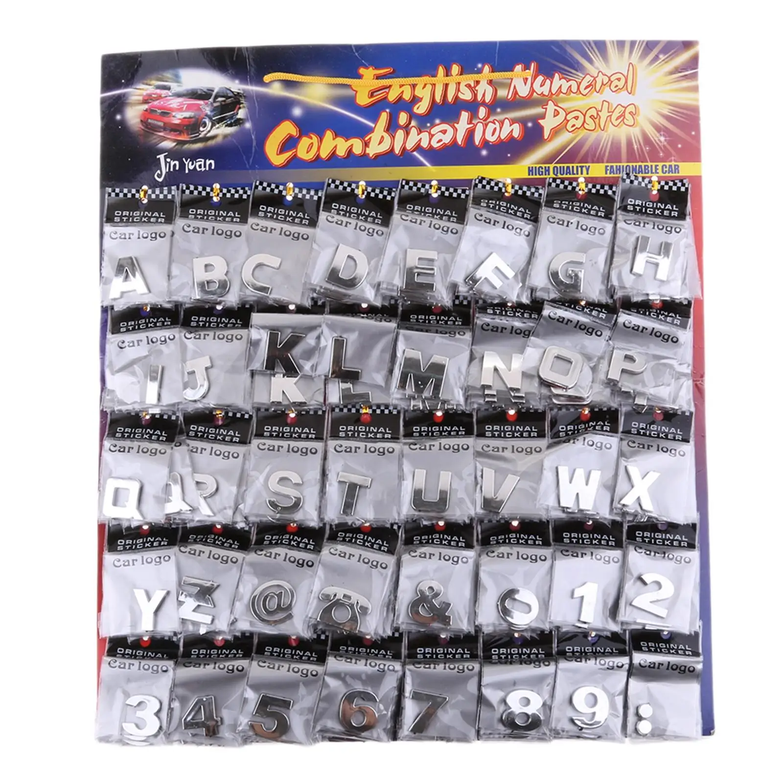 200pcs Assorted Type Metallic Car Alphabet Number Stickers Rear Tail