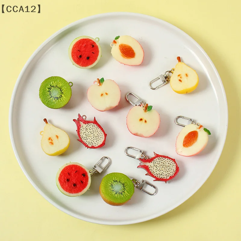 1Pcs Creative DIY Accessories Simulation Pear Peach Watermelon Keychain Sweet Fruit Keychain Pendant Backpack Decor