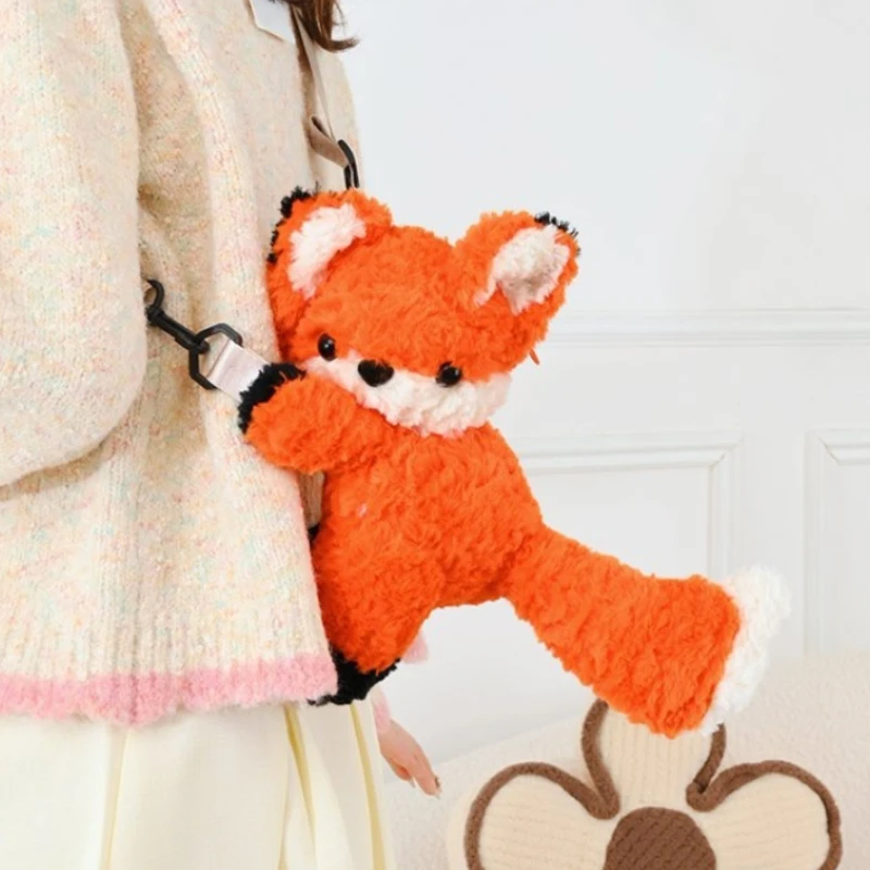Fox Plush ไหล่กระเป๋าน่ารักปุยผมหยิกตุ๊กตาขนาดเล็กกระเป๋าถือเหรียญกระเป๋าเด็ก Good Night Buddy สาวของขวัญตกแต่งรถ