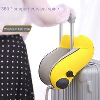 New U-shaped Travel Neck Pillow Neck Support Cushion Elastic Fabric Inflatable Pillow Foldable Press Type Airplane Pillow