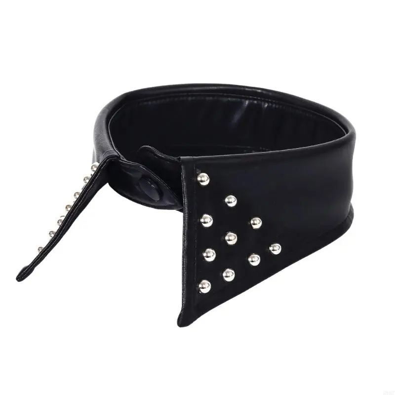 

39BC Punk PU Leather Collar With Metal Studs For Gothic Rock Fashion Accessory