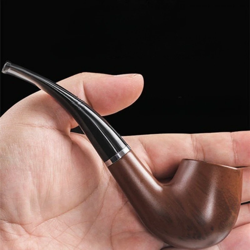 New Resin Ebony Tobacco Pipe Retro Bakelite Bending Filter Pipe Potable Handheld Smoking Pipe Cigarette Accessories Men's Gifts