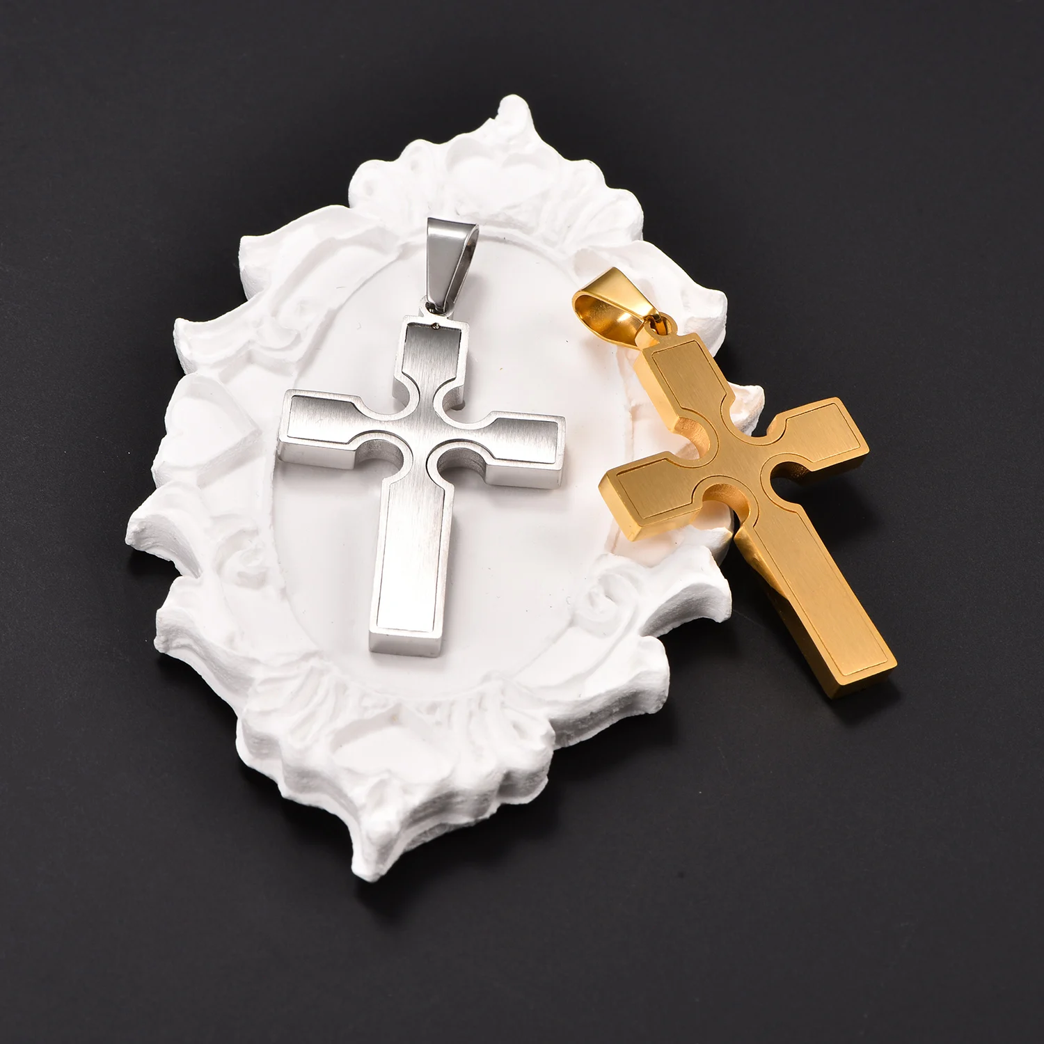 Religiöses Edelstahl-Kreuz Jesus-Kettenamulett Schmuck für Männer Hip-Hop Gebetsanhänger Frauen Anhänger Halskette – Detail 4