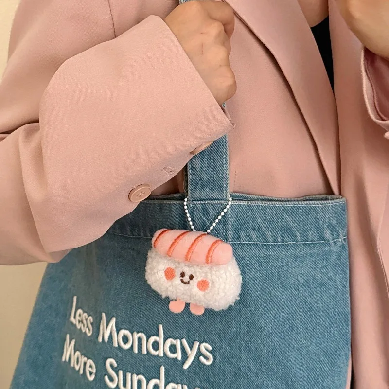 귀여운 음식 시리즈 인형 펜던트 플러시 스시 음식 장난감 키체인 소녀의 마음 배낭 장식 키체인 펜던트 소녀들을 위한 선물