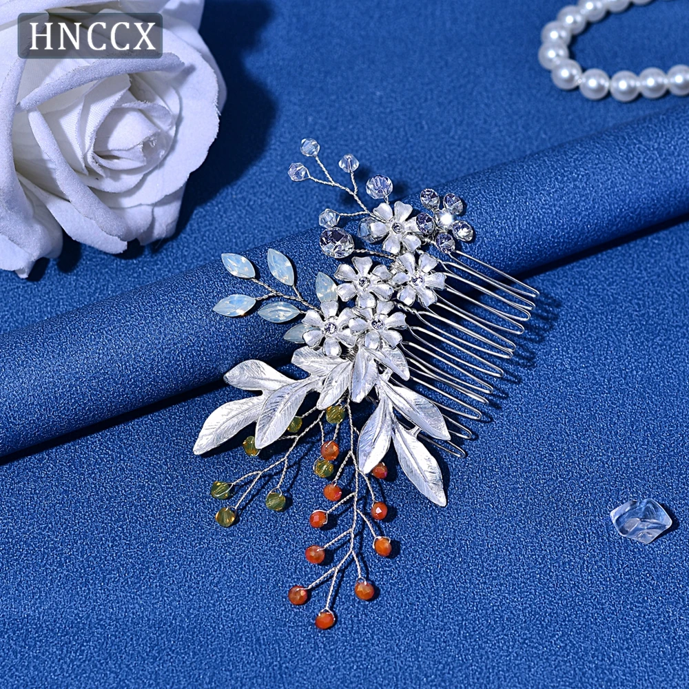 HNCCX Alloy Flower Bride Hair Comb Crystal Wedding Headwear Women Golden Side Comb Protein Rhinestone Hair Accessories CP310