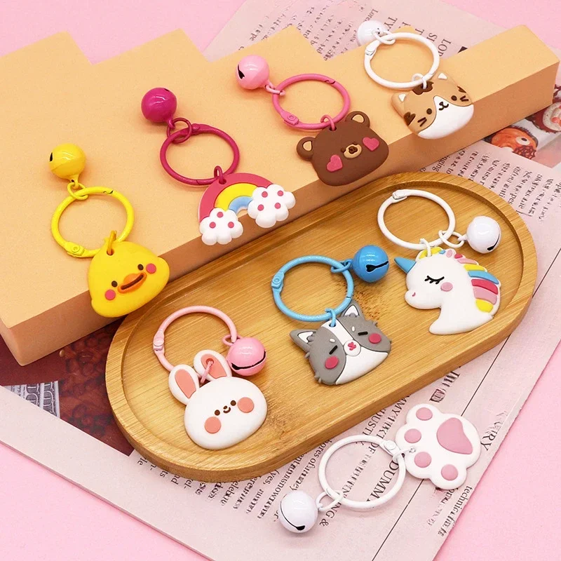 New Korean Version of Small Fresh Car Keychain Rabbit Animal Series Candy Color Bag Cute Key Chains for Women