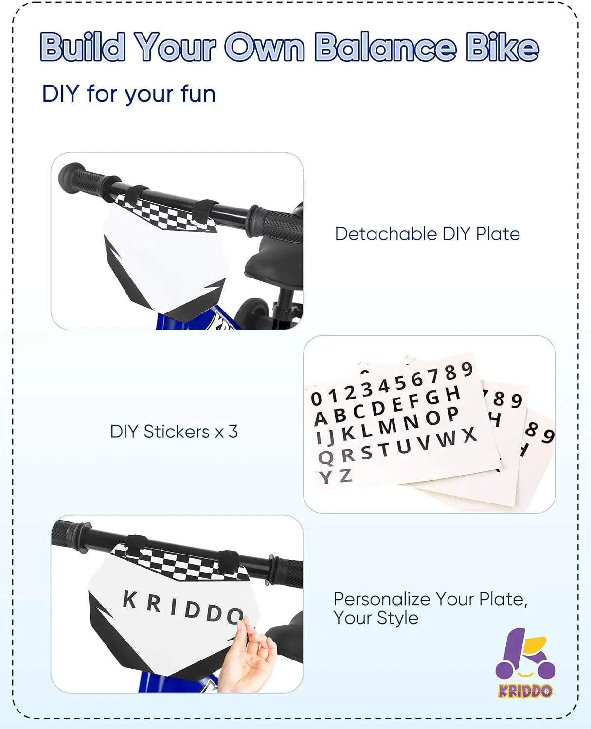 دراجة ثلاثية العجلات مع دواسات قابلة للفصل للأطفال ، دراجة توازن للأطفال الصغار ، عجلات تدريب قابلة للضبط ، لوحة ذاتية الصنع ، 2 في 1 ، 2 سنة