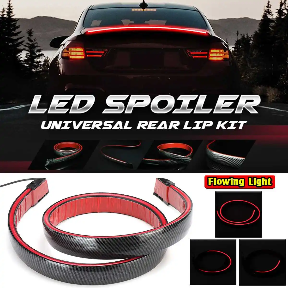 Flowing Flashing LED Spoiler Universal Rear Lip For BMW For VW For Audi For Ford Rear Trunk Spoiler Wing Lip Turn Signal Light