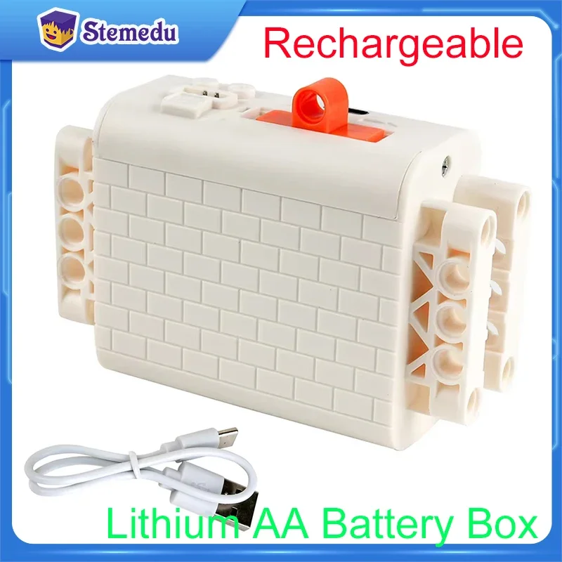 

New Rechargeable 9V Lithium AA Battery Box Comaptible for legoed 59510 8883 MOC Building Block Power Function M/L/XL/Servo Motor