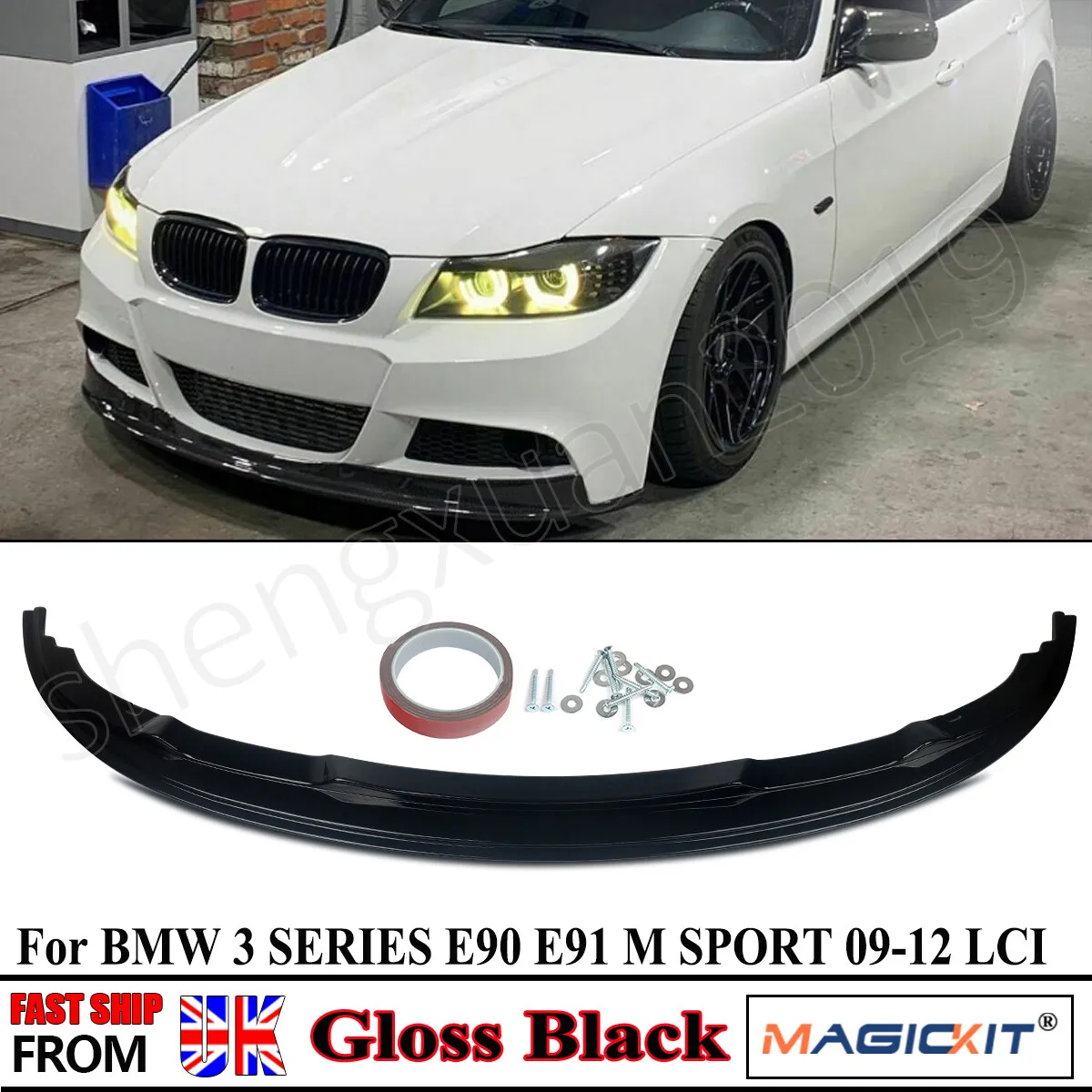 

For BMW 3 SERIES E90 E91 Front Lip Bumpers 316d 320d 330d M SPORT 2009 2010 2011 2012 LCI FRONT SPLITTER BUMPER LIP GLOSS BLACK