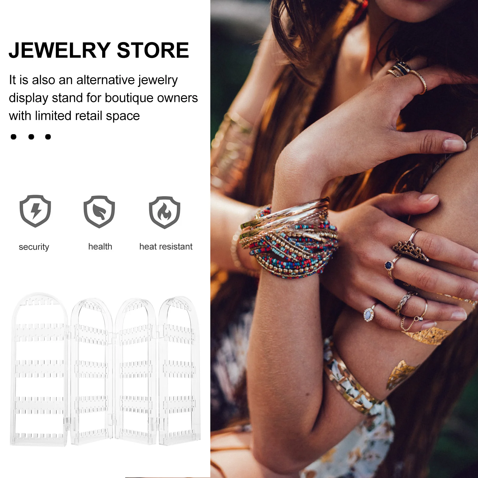 

Acrylic Earrings Display Stand Foldable Necklace Rack Organizer Jewelry Storage Holder Transparent Desktop Earring Display Box