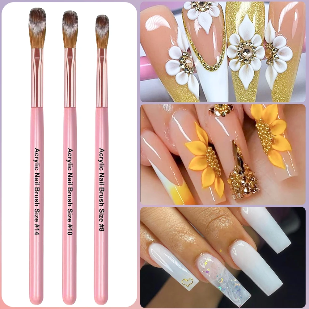 3D Carving Extension Nail Art Brushes Set #8#10#14 Professional Acrylic Powder Applications Pens Nail Extension/Painting Tools