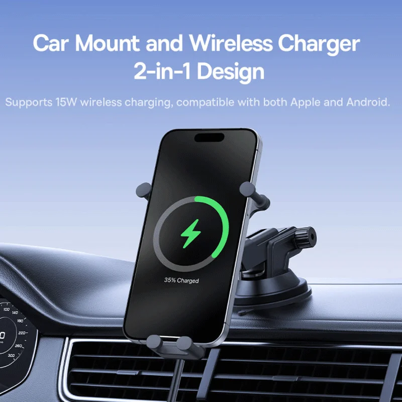 Baseus Car Wireless Charger 15W Auto Car Mount Phone Holder Stand For iPhone Samsung Xiaomi Fast Charging