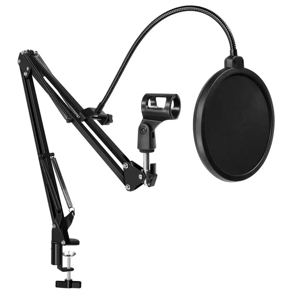 

Microphone Stand Holder Clamp with Adjustable Suspension Arm and Table Mounting for bm800 Microphone Pop Filter