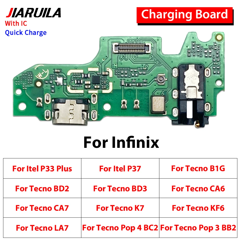 USB Charging Connector Jack Board Flex For infinix Tecno B1G BD2 BD3 CA6 CA7 K7 KF6 LA7 POP 2 Power B1P BB2 4 BC2 4Pro BC3 3 KB7